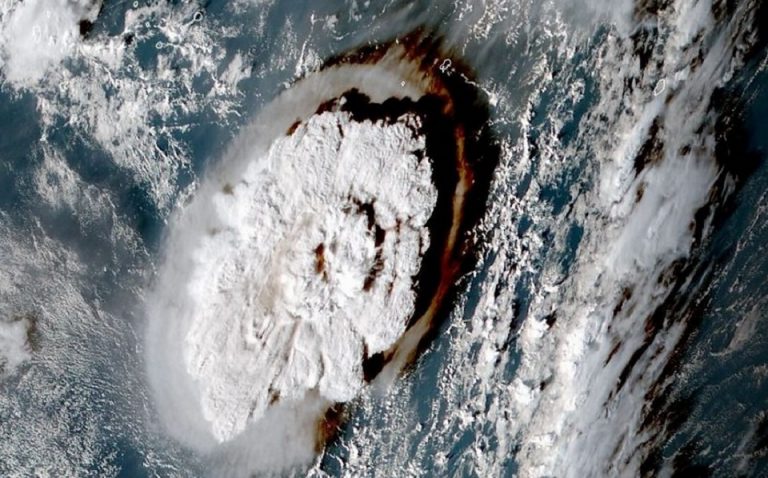 Tsunami hits Tonga after giant volcano eruption
