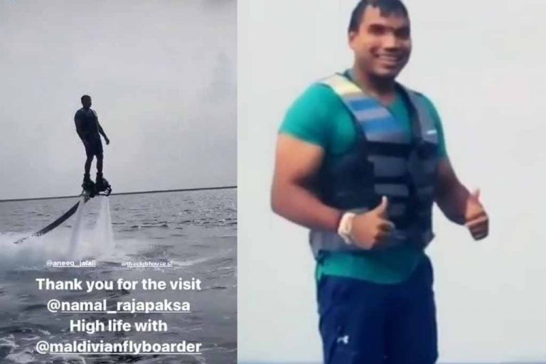 Minister Namal promotes water sports in Maldives (VIDEO)