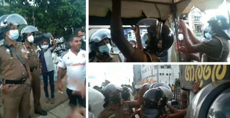 Police interferes the Galle protest which was held in support of the protest at Galle Face (VIDEO)