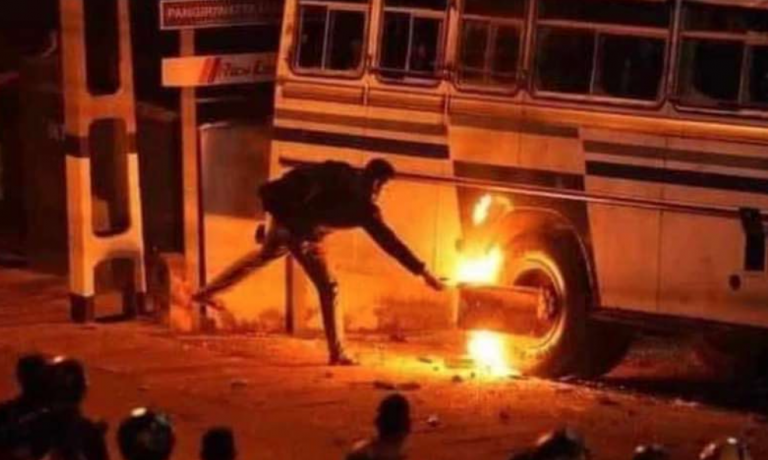 Suspect arrested for setting fire to bus during Mirihana protest