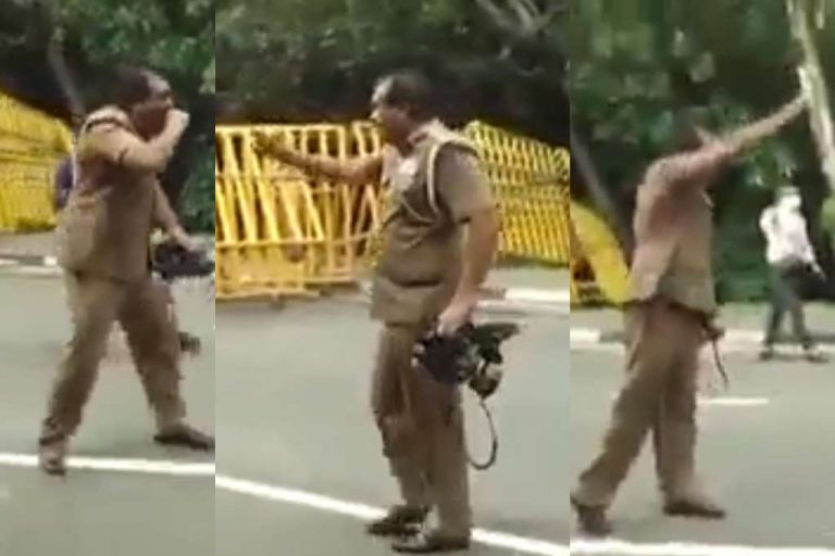 SSP stages bizarre behaviour in front of protesters at Parliament entrance