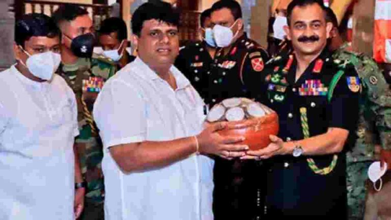 Copra Processed by Army Troops Offered to Temple of Tooth Relic for Illuminations in the Annual Perahera