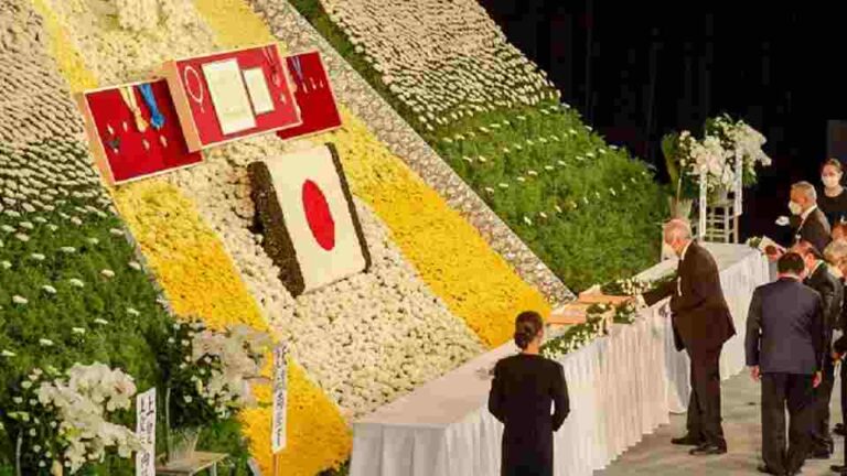 President attends funeral of former Japanese Premier Abe