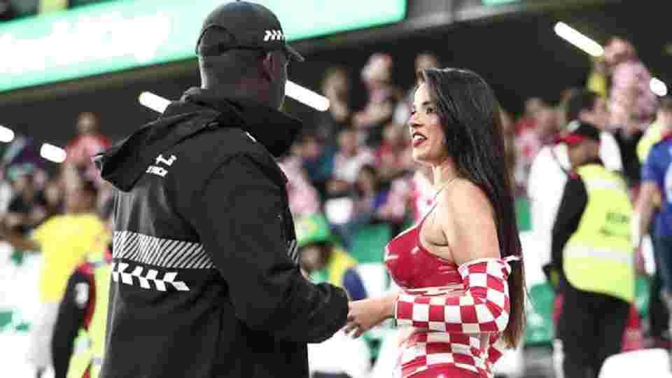 Ex-Miss Croatia slammed for daring outfits smiles wearing plunging top  inside stadium - Daily Star