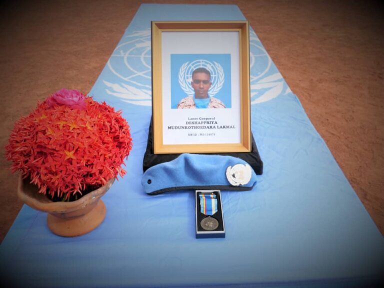 UN Peacekeepers in Mali Salute Remains of Late Lance Corporal M.G.L Deshapriya