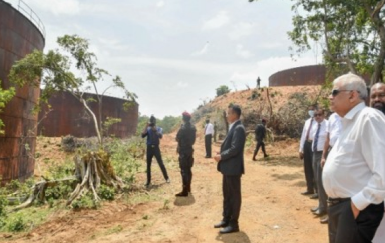 President on inspection tour of the LIOC’s Lower Tank Farm in Trincomalee 