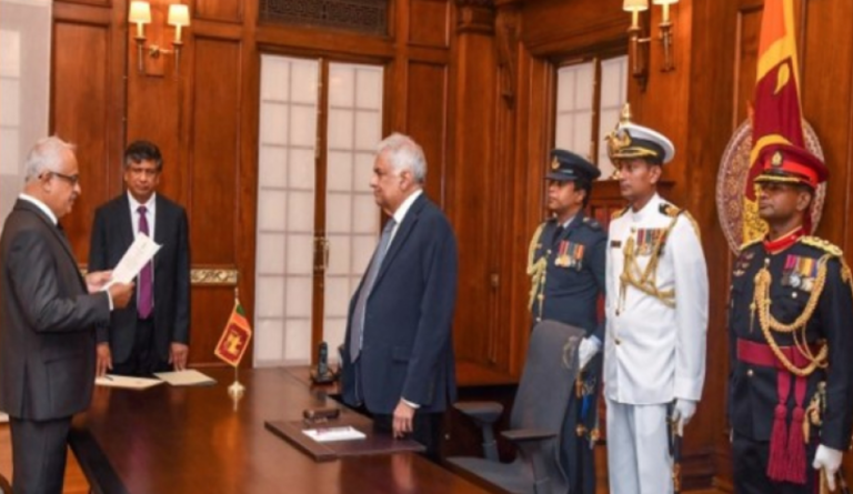 K. B. K. Hirimburegama sworn in as the new Ombudsman before the President