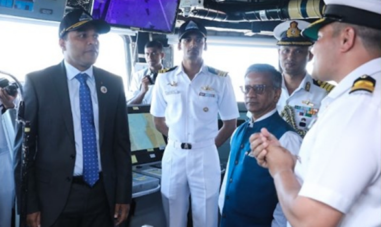 State Minister Premitha Bandara Tennakoon visits Indian Navy Ship
