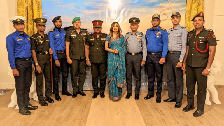 Ten-member contingent representing the tri-forces of Sri Lanka participates in the Coronation Procession