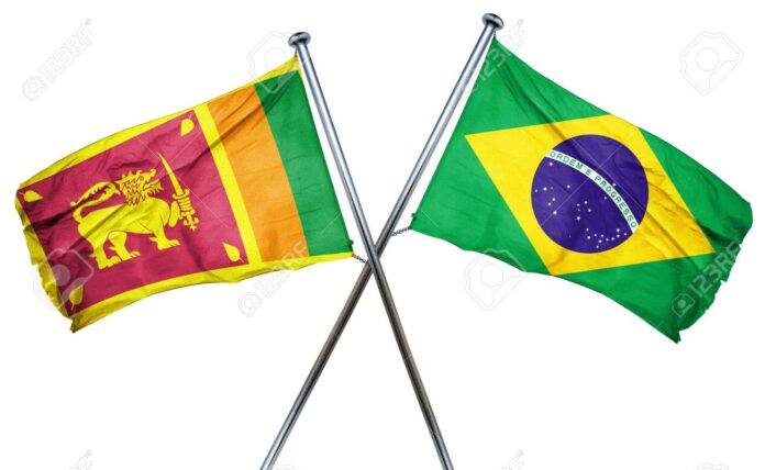 Sri lanka flag combined with brazil flag