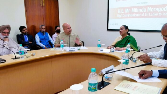 High Commissioner Moragoda speaks at the Indian Council of World Affairs