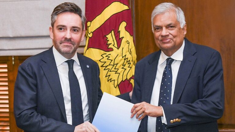 UN Resident Coordinator Marc-André Franche presents credentials to President Wickremesinghe