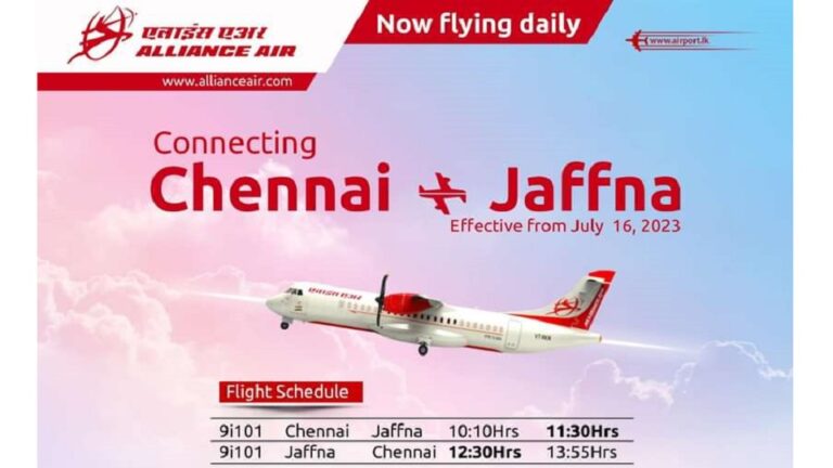 Alliance Air commences daily flights between Jaffna and Chennai