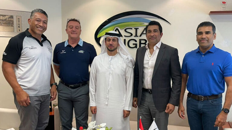 Asia Games Organizing Committee shows the shameless parade by Asia Rugby President in transparent cloaks!