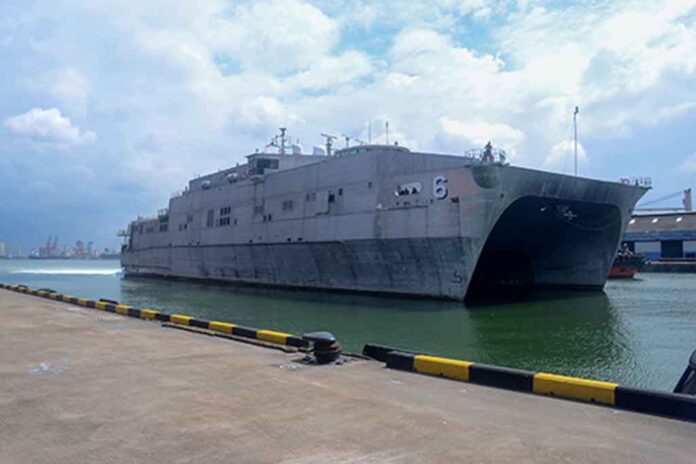 USNS BRUNSWICK docks at Colombo Port