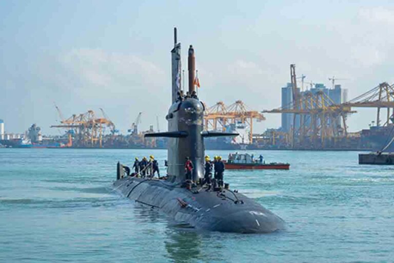 Indian Navy submarine ‘INS Karanj’ makes formal visit to Colombo Port