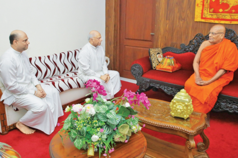 PM Dinesh Gunawardena Visits Chief Prelate Ven. Dr. Ittapane Dhammalankara Thera