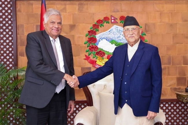 Meeting between Nepalese PM KP Sharma Oli and ex-Sri Lankan President Ranil Wickremesinghe