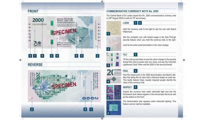 Central Bank Highlights Anti-Counterfeiting Features of Rs. 2,000 Anniversary Note