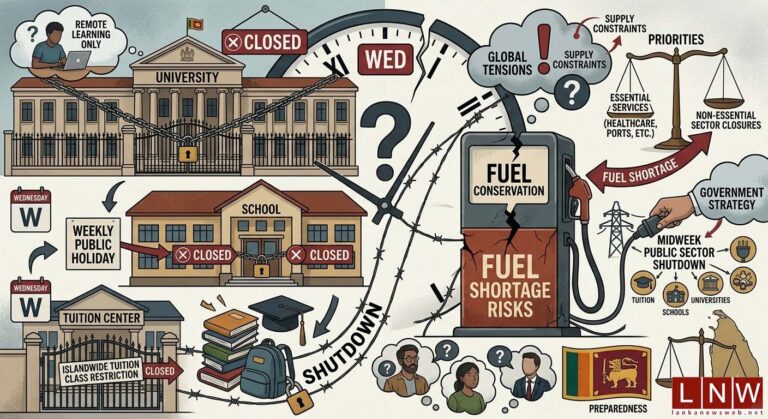 Midweek Shutdown Extends to Tuition and Universities as Sri Lanka Tightens Fuel-Saving Measures