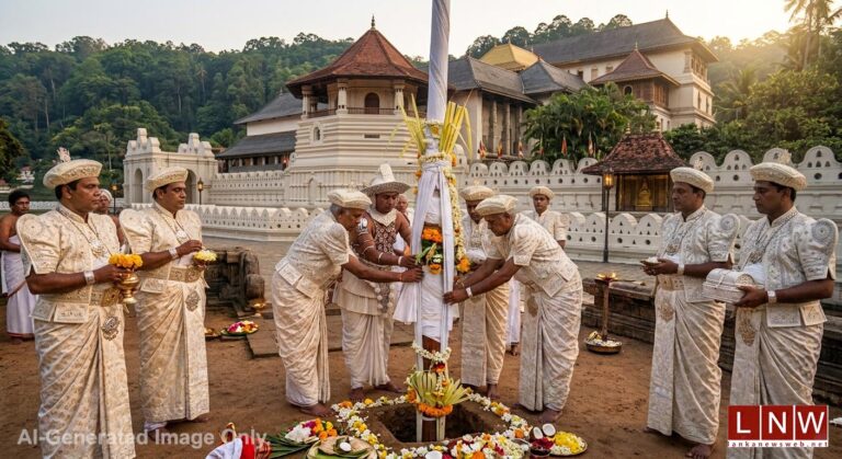 Kandy Esala Perahera Festivities Begin with Traditional Kap Planting Ceremony